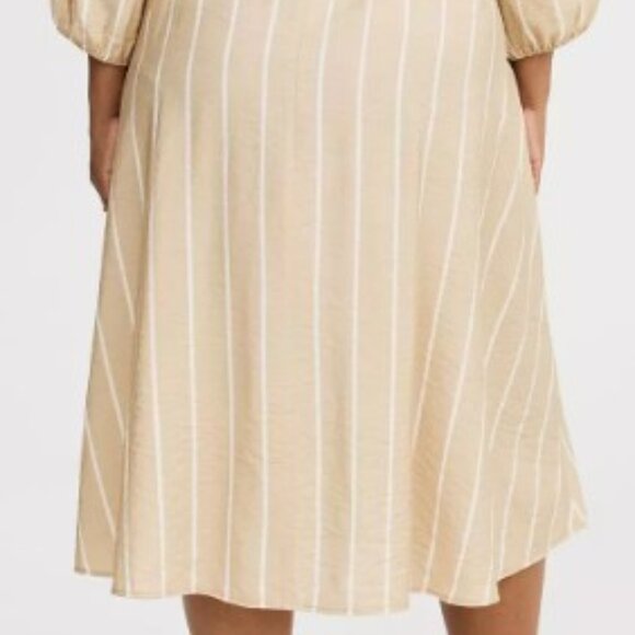 Torrid Collared Tie-Front Shirt Dress - Beig & White Stripe - Picture 6 of 6